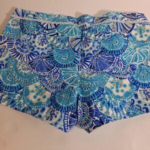 Lilly Pulitzer Turquoise Oasis Half Shell Metallic shorts, Size 16 NWT